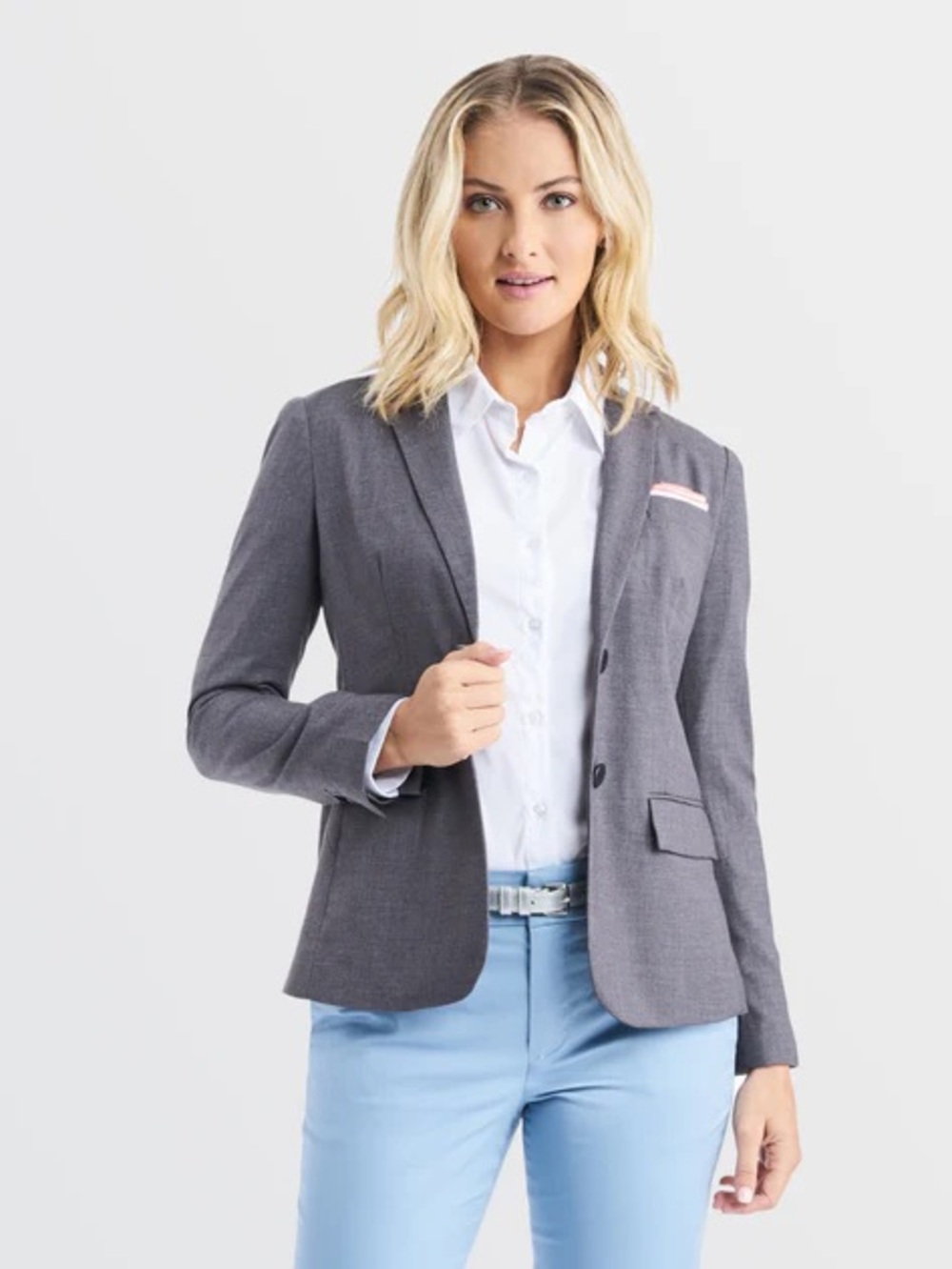 Women's Tailored Gray Single-Breasted Blazer